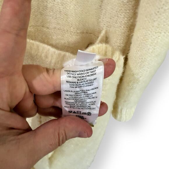 Anthropologie Pilcro Classic Longline Cardigan Womens L Ivory Cream Button Front - Picture 7 of 11